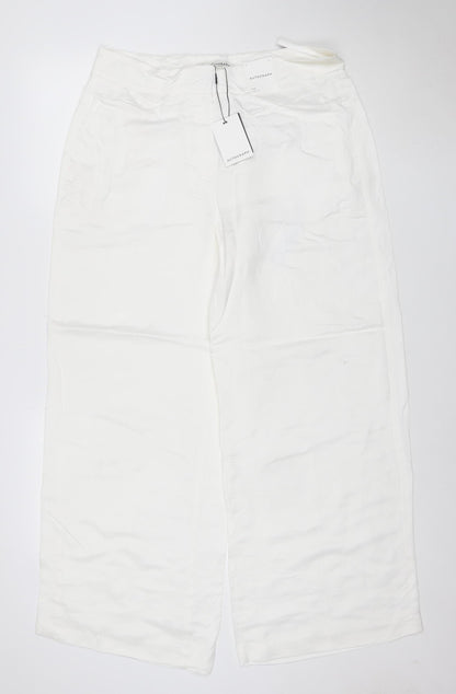 Marks and Spencer Autograph Women’s White Linen Blend Wide-Leg Trousers Size 14