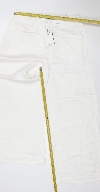 Marks and Spencer Autograph Women’s White Linen Blend Wide-Leg Trousers Size 14
