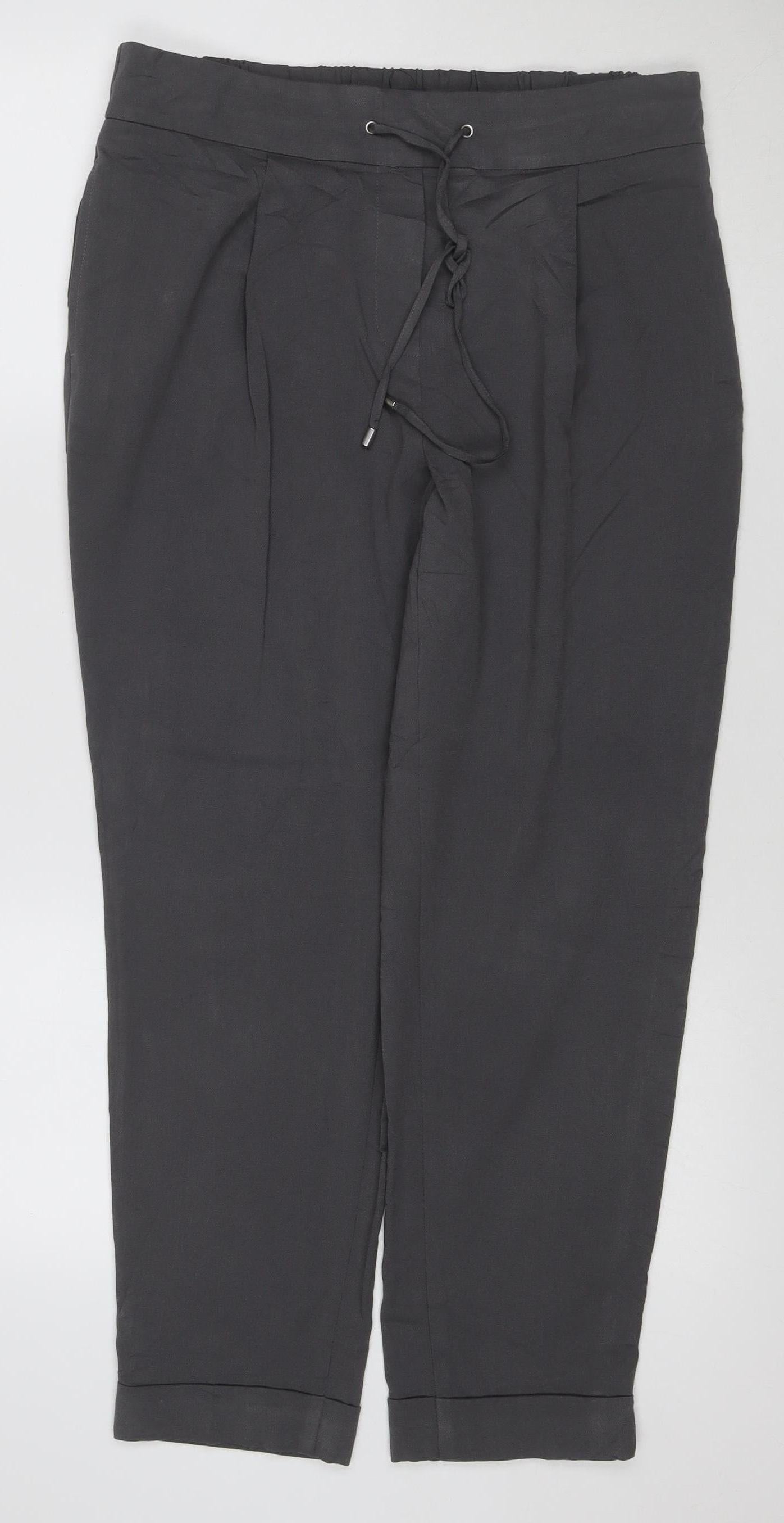 Marks and Spencer Women’s Grey Regular Tapered Crepe Trousers Size 14