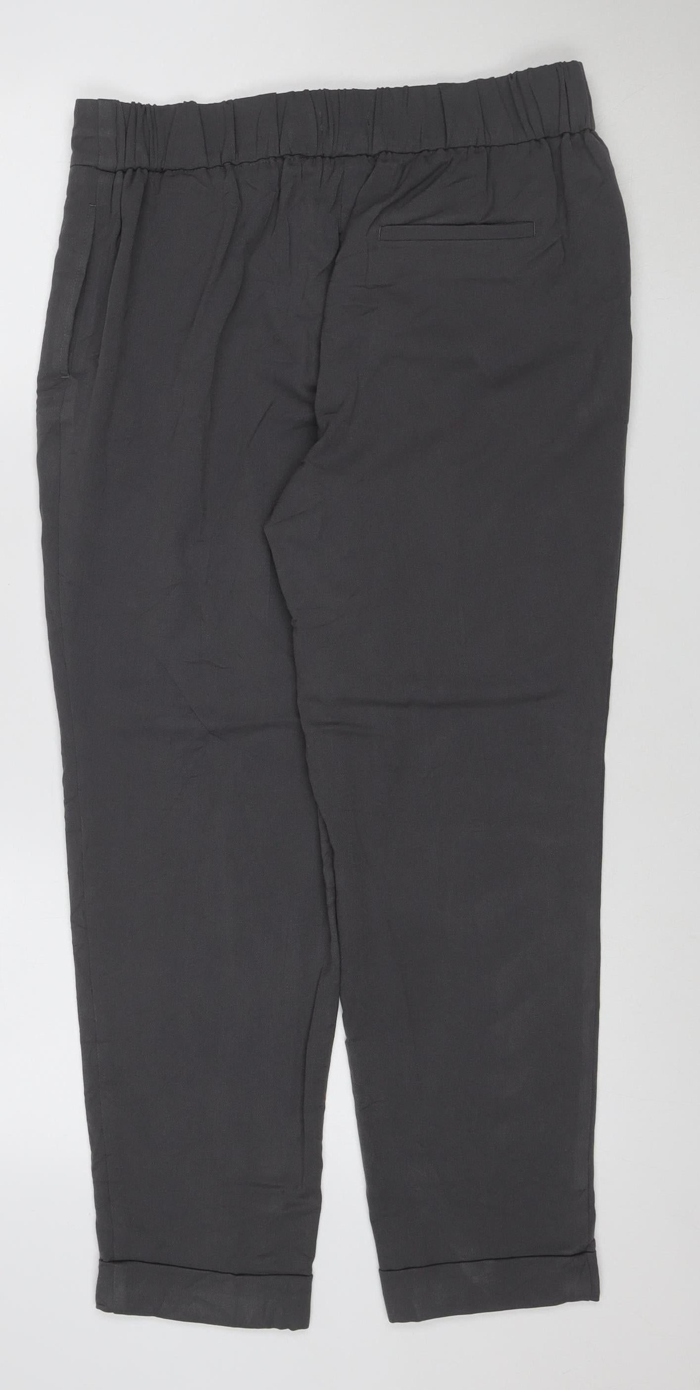 Marks and Spencer Women’s Grey Regular Tapered Crepe Trousers Size 14