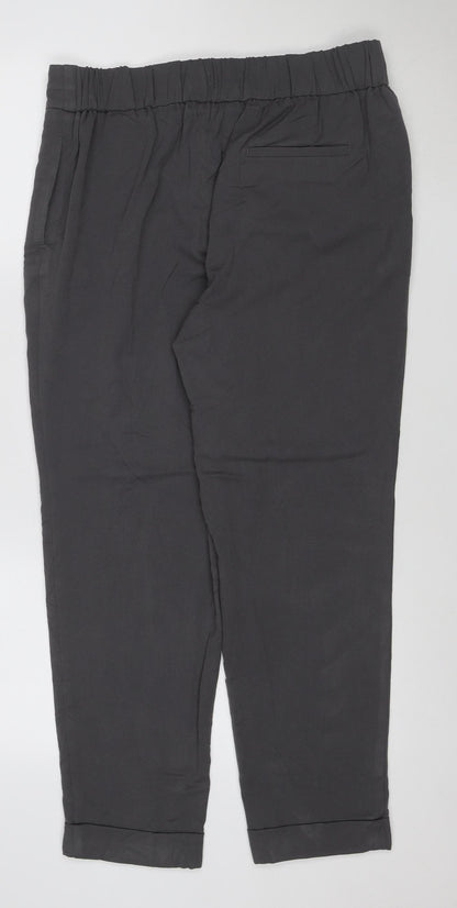 Marks and Spencer Women’s Grey Regular Tapered Crepe Trousers Size 14