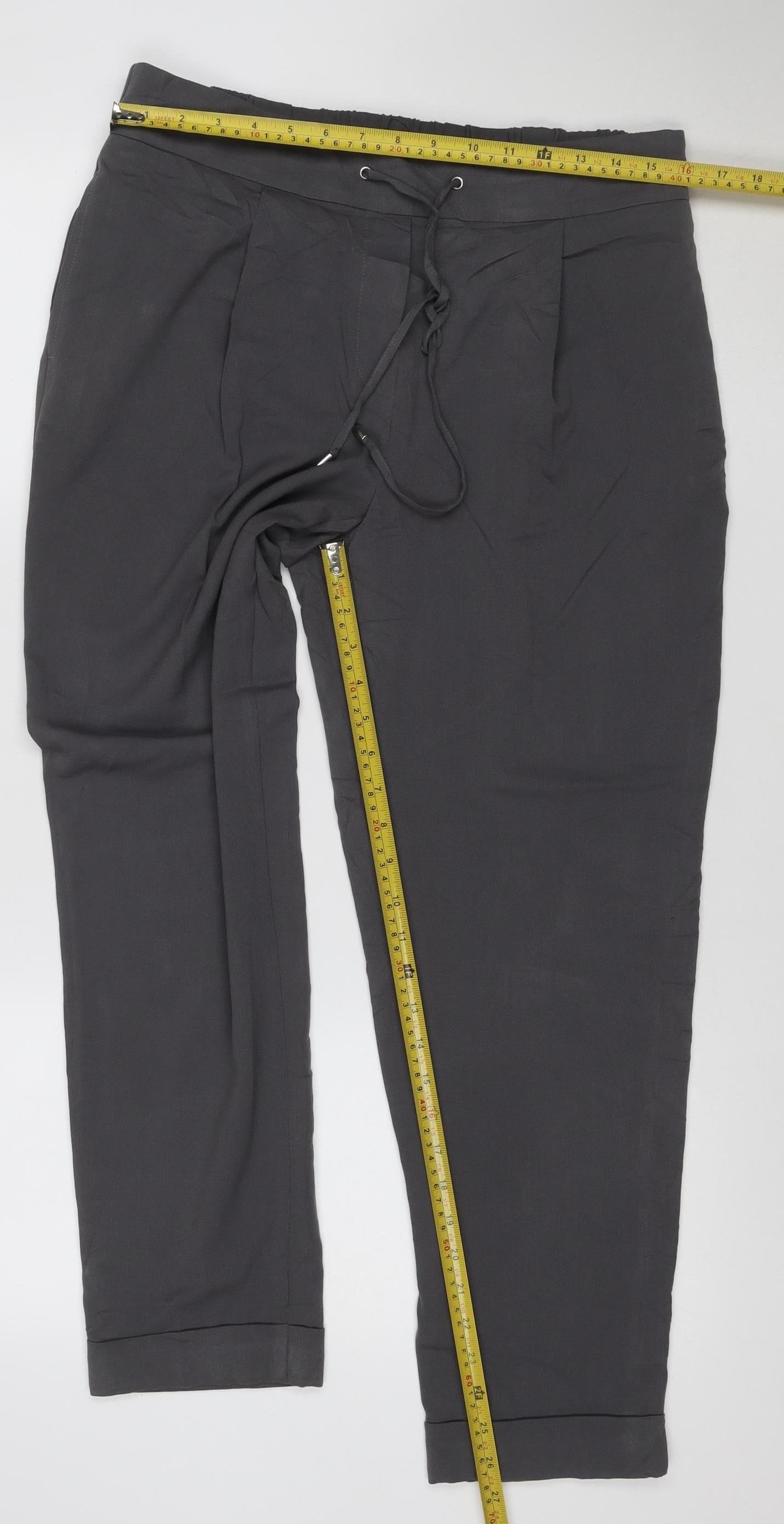 Marks and Spencer Women’s Grey Regular Tapered Crepe Trousers Size 14