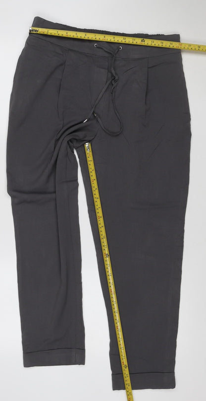 Marks and Spencer Women’s Grey Regular Tapered Crepe Trousers Size 14