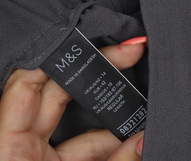 Marks and Spencer Women’s Grey Regular Tapered Crepe Trousers Size 14
