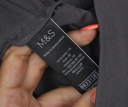 Marks and Spencer Women’s Grey Regular Tapered Crepe Trousers Size 14