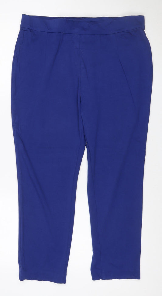 Marks and Spencer Women Blue Size 16 Short Straight Leg Trousers