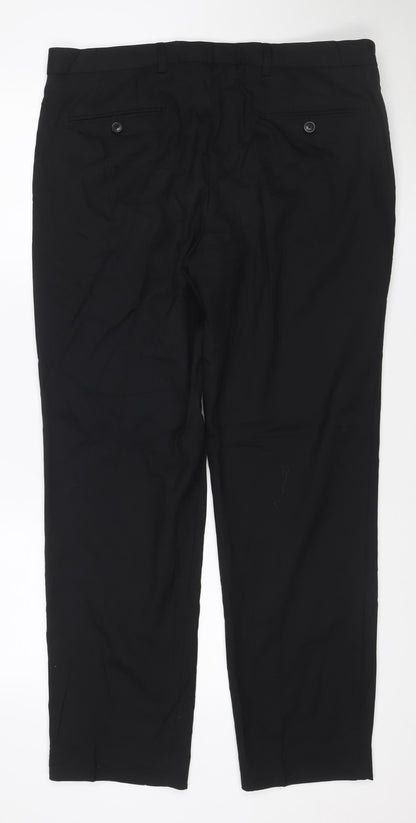 Marks and Spencer Men's Black 36 Regular Fit Dress Trousers