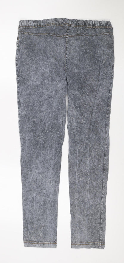 Next Womens Grey Acid Wash Jegging Jeans Size 14 Elastic Waist