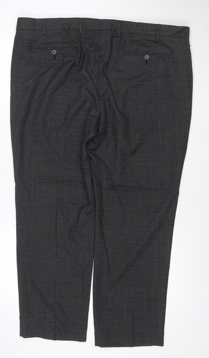 Marks and Spencer Men's Grey Wool Blend Regular Fit Dress Pants 42 Short