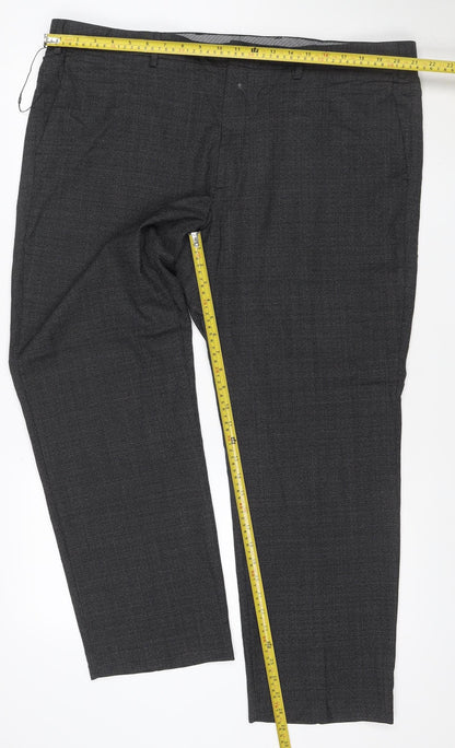 Marks and Spencer Men's Grey Wool Blend Regular Fit Dress Pants 42 Short
