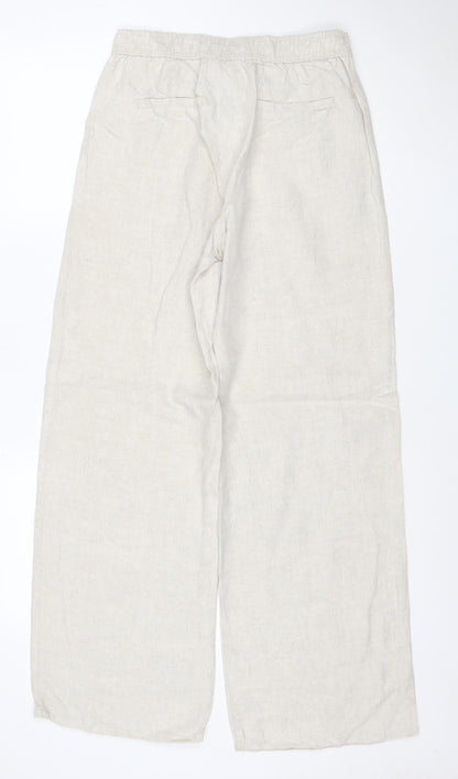 Marks and Spencer Women Beige Linen Wide Leg Trousers UK 8