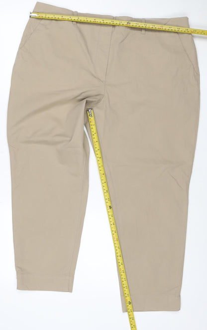 Marks and Spencer Women's Beige Chino Trousers Size 18 Cotton Blend