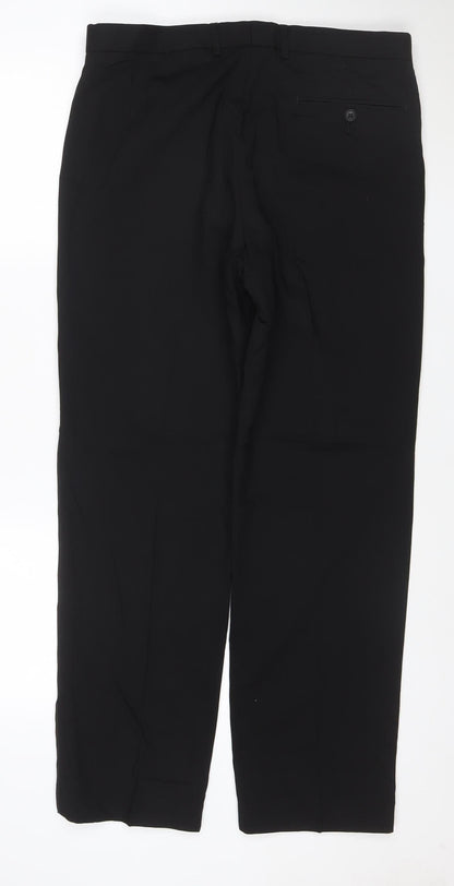 Marks and Spencer Womens Black Wool Blend Regular Dress Pants 34in Waist