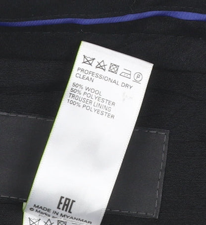 Marks and Spencer Womens Black Wool Blend Regular Dress Pants 34in Waist