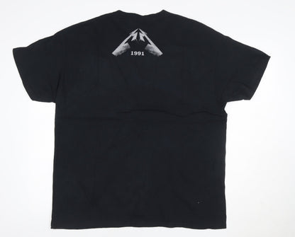 Gildan Men's Black XL Metallica 1991 Band Graphic Heavy Cotton T-Shirt