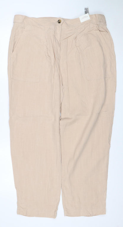 Marks and Spencer Per Una Women’s Beige Linen Blend Cargo Trousers Size 18