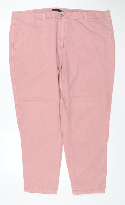 Marks and Spencer Women Pink Straight Cotton Jeans Size 22