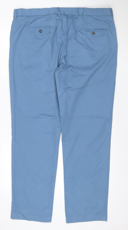 Marks and Spencer Blue Harbour Men's Blue Chino Trousers 40x31 Regular Fit
