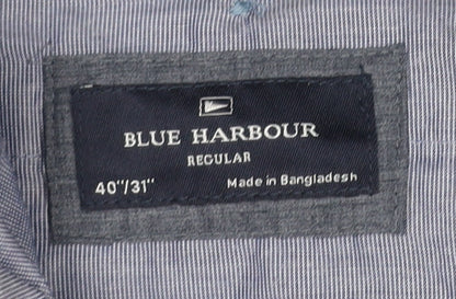 Marks and Spencer Blue Harbour Men's Blue Chino Trousers 40x31 Regular Fit