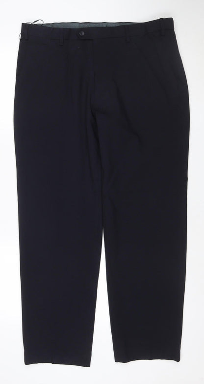 Marks and Spencer Men's Black Regular Fit 38x31 Dress Trousers
