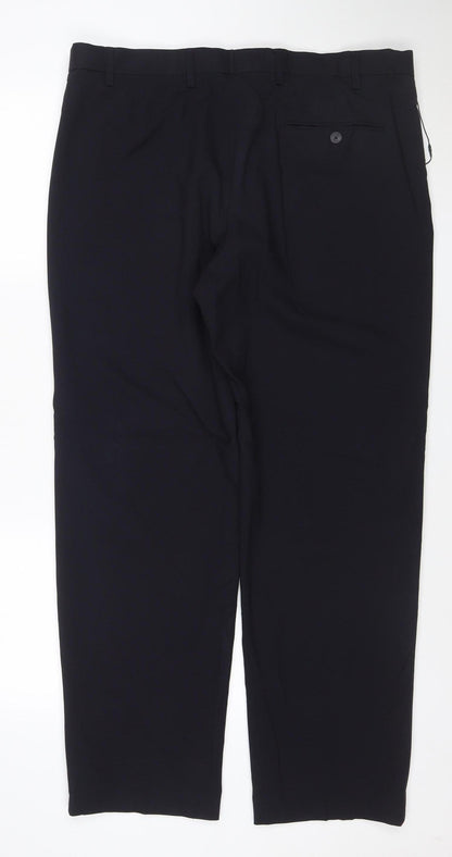 Marks and Spencer Men's Black Regular Fit 38x31 Dress Trousers