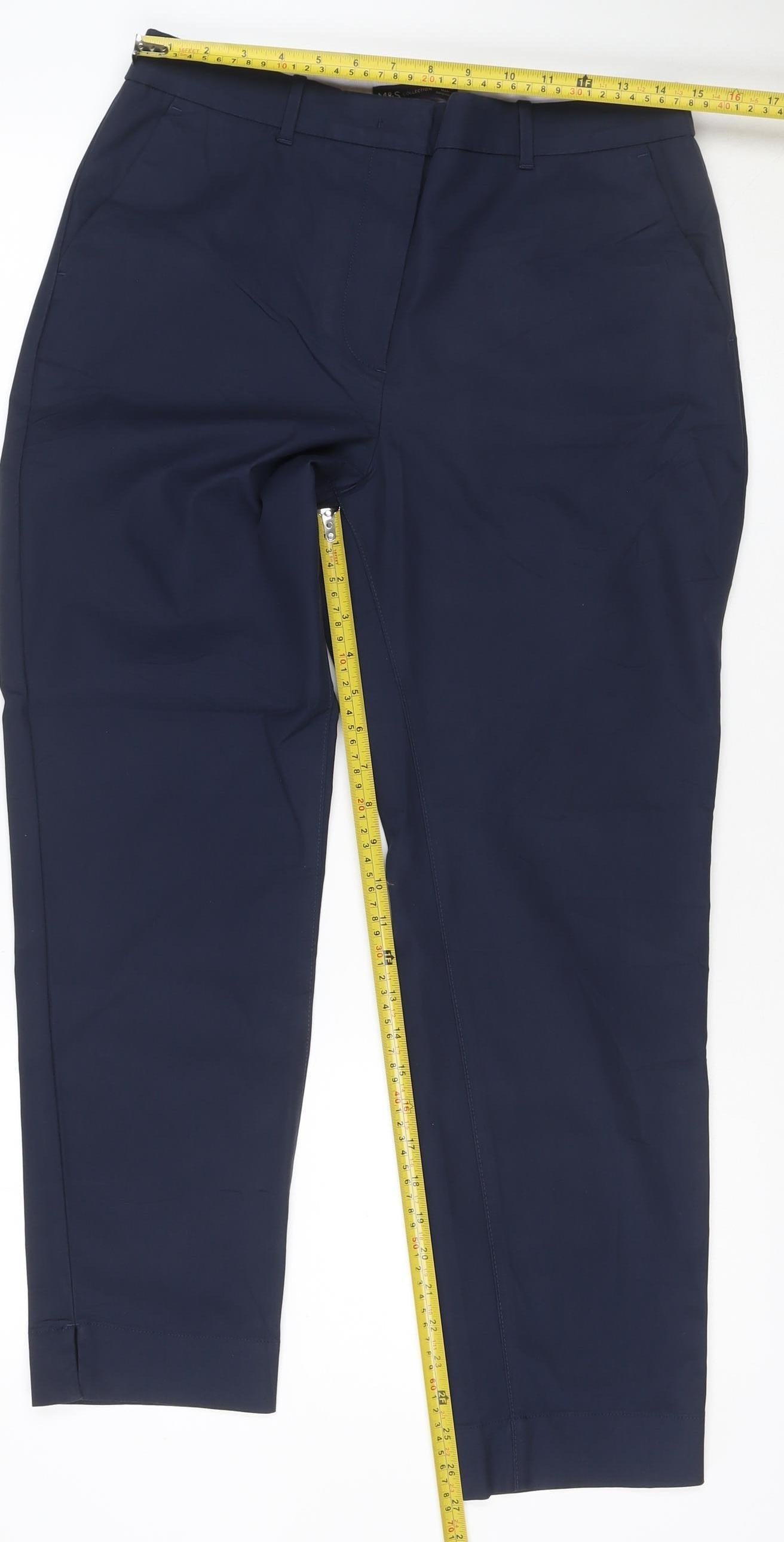 Marks and Spencer Women Navy Blue Size 12 Straight Chino Trousers