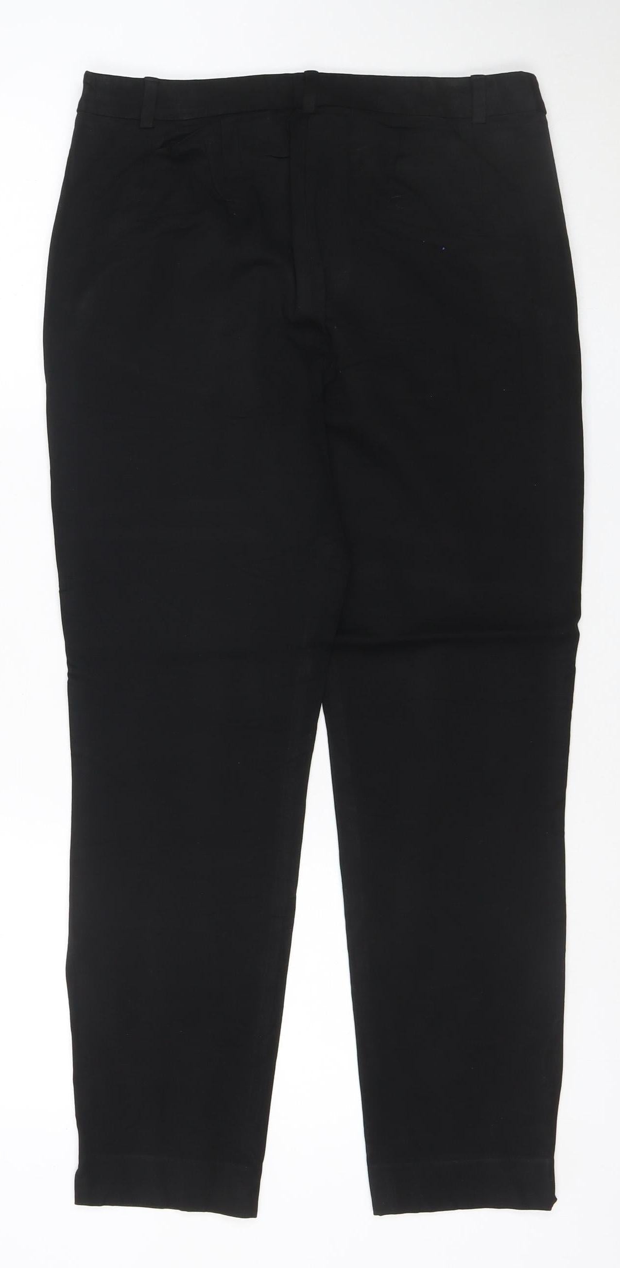 Marks and Spencer Womens Black Stretch Straight Trousers Size 12