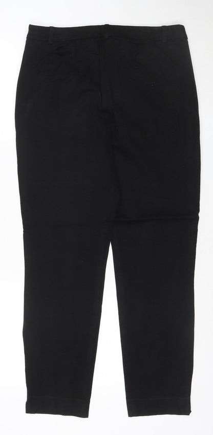 Marks and Spencer Womens Black Stretch Straight Trousers Size 12