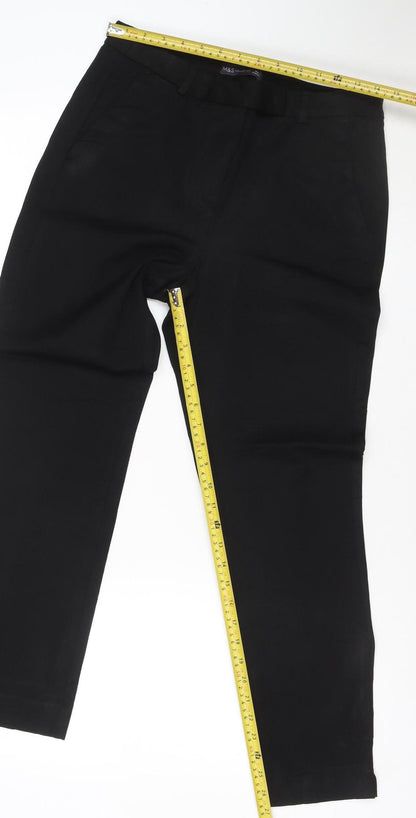 Marks and Spencer Womens Black Stretch Straight Trousers Size 12