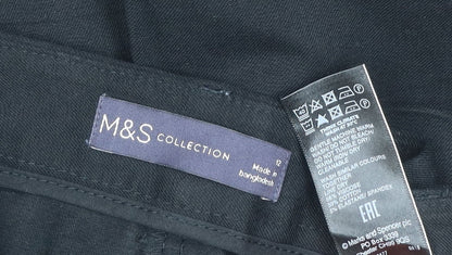 Marks and Spencer Womens Black Stretch Straight Trousers Size 12
