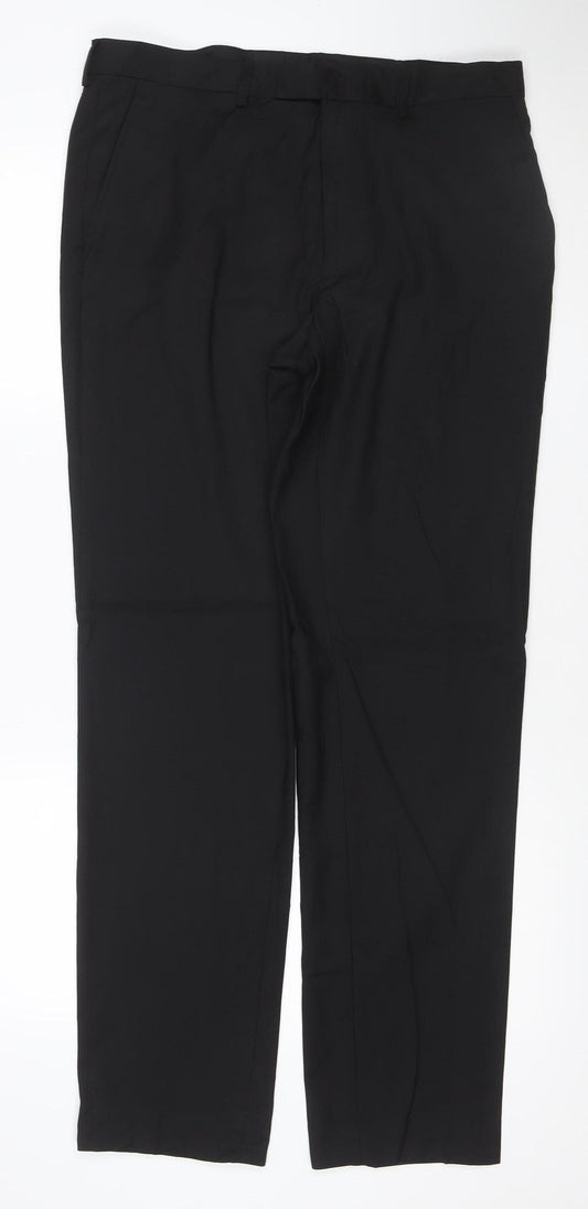 Marks and Spencer Men's Black Slim Fit Dress Trousers 34x33