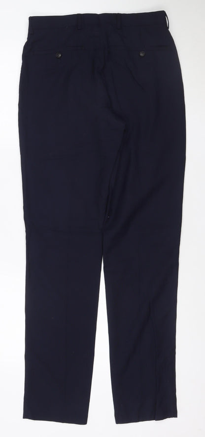 Marks and Spencer Men's Blue Slim Fit Wool Dress Trousers 30/33