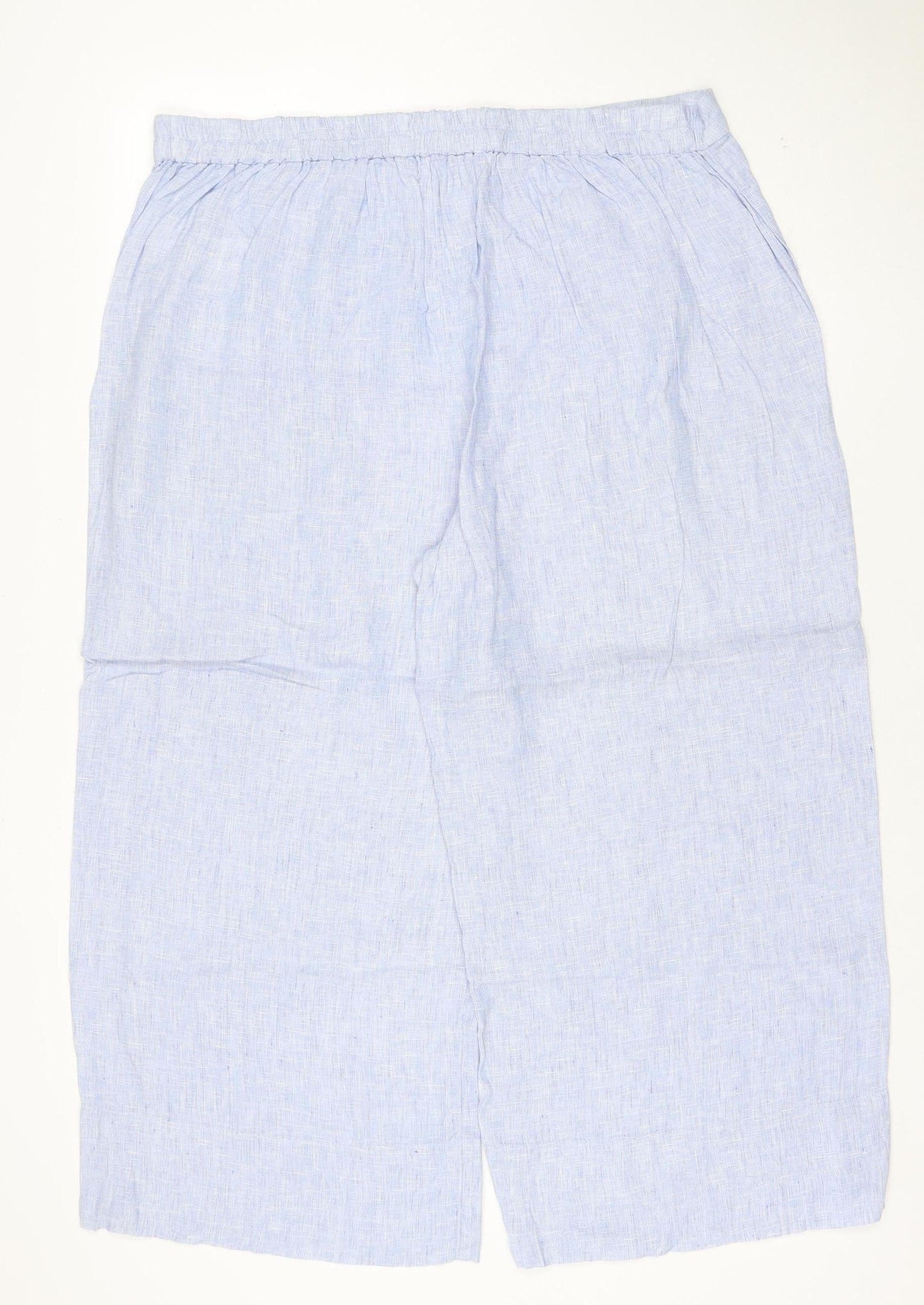 The White Company Women's Blue Linen Wide-Leg Trousers Size 16