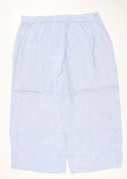 The White Company Women's Blue Linen Wide-Leg Trousers Size 16