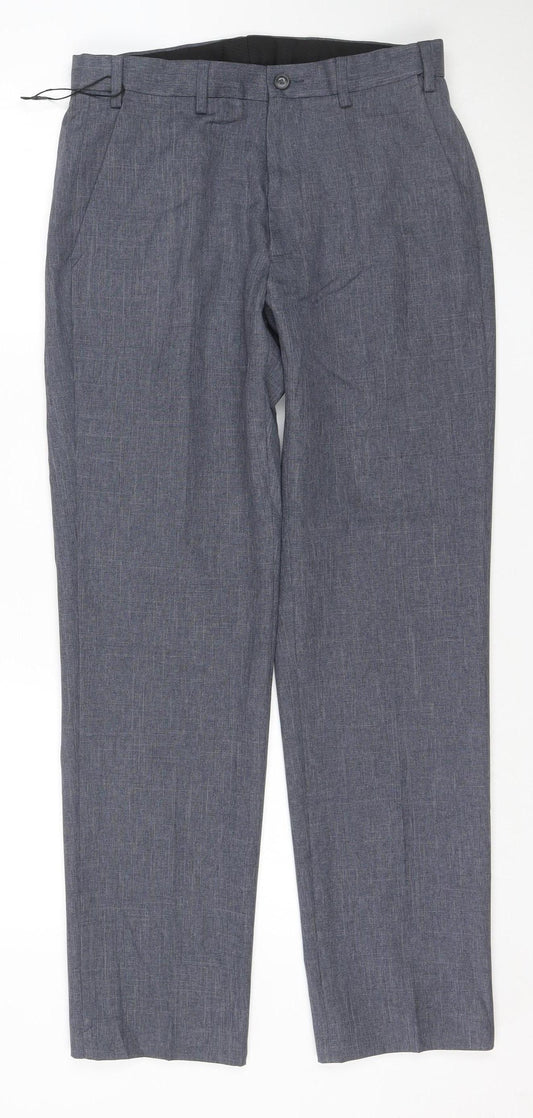 Marks and Spencer Men's Grey Regular Fit Chino Trousers 30in Waist
