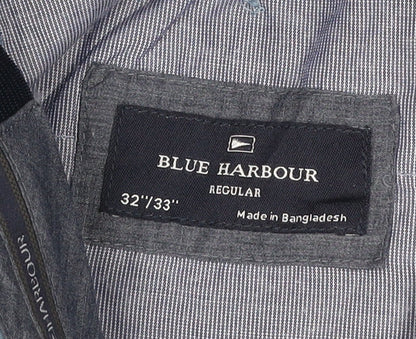 Marks and Spencer Blue Harbour Men's Blue Regular Fit Chino Trousers 32x33