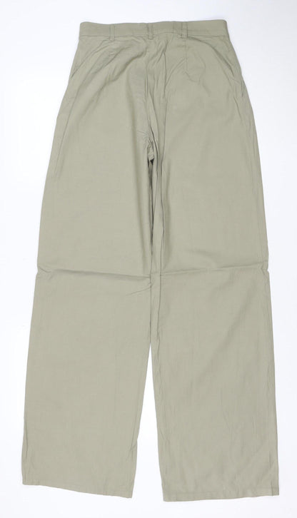 Pull & Bear Men's Beige Wide-Leg Viscose Cotton Trousers Size S