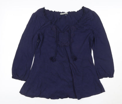 Marks and Spencer Women's Navy 100% Cotton Bohemian Tunic Top UK 12