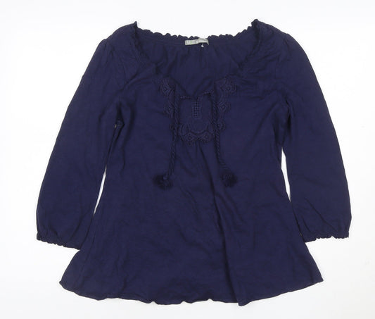 Marks & Spencer Women's Navy 100% Cotton Bohemian Tunic Top UK 12