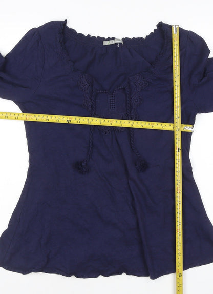 Marks and Spencer Women's Navy 100% Cotton Bohemian Tunic Top UK 12