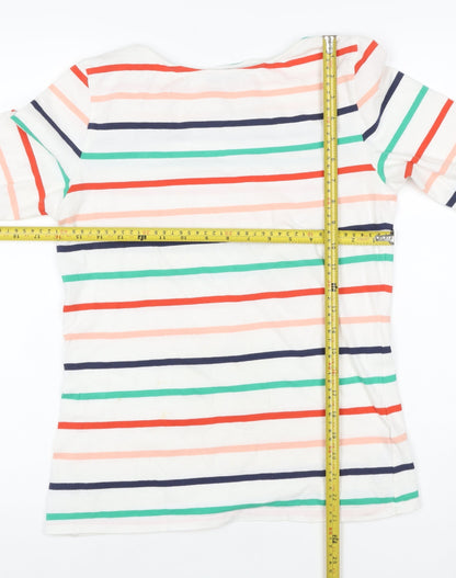 Marks and Spencer Women’s Multicoloured Striped 3/4 Sleeve Cotton T-Shirt Size 12