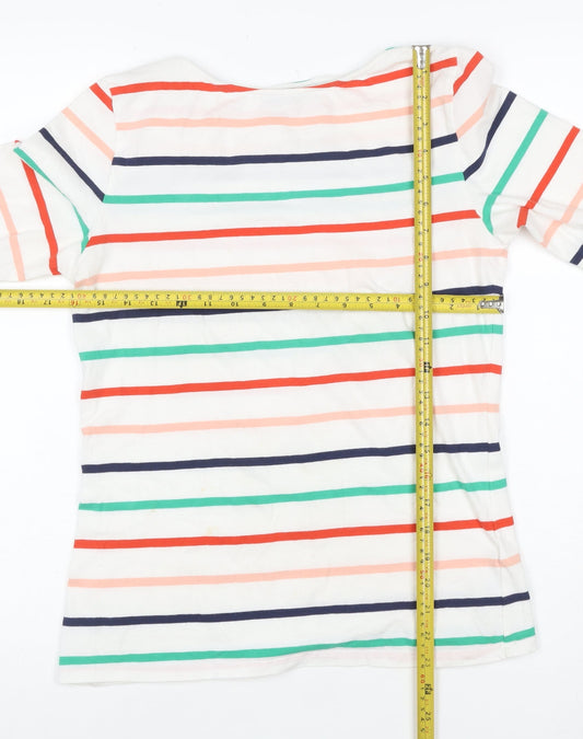 Marks and Spencer Women’s Multicoloured Striped 3/4 Sleeve Cotton T-Shirt Size 12