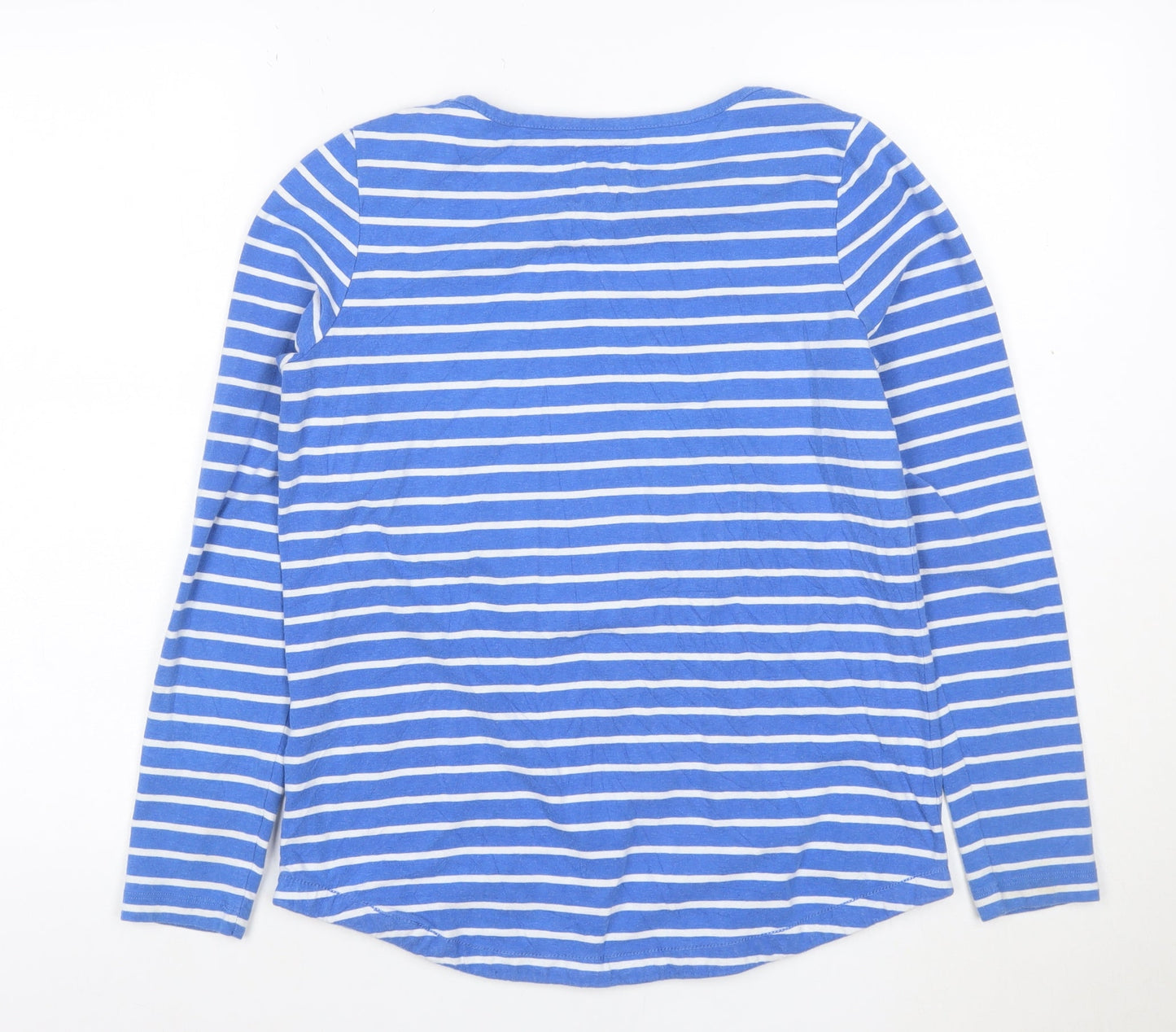Fat Face Women Blue Striped Long Sleeve Cotton Top Size 10