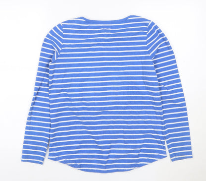 Fat Face Women Blue Striped Long Sleeve Cotton Top Size 10