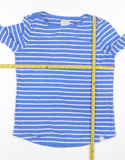 Fat Face Women Blue Striped Long Sleeve Cotton Top Size 10