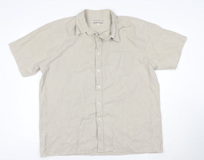 New Roads Collection Men's Beige 2XL Linen Blend Short Sleeve Button-Up Shirt