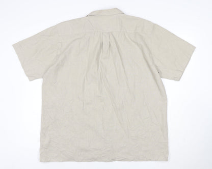 New Roads Collection Men's Beige 2XL Linen Blend Short Sleeve Button-Up Shirt