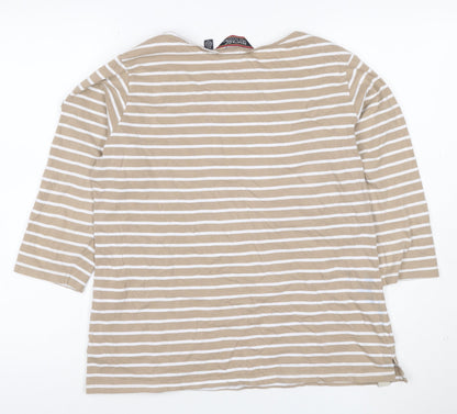 Regatta Men’s Beige Striped 3/4 Sleeve Cotton T-Shirt XL