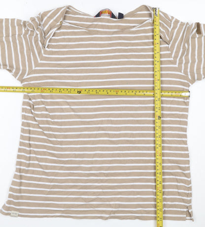Regatta Men’s Beige Striped 3/4 Sleeve Cotton T-Shirt XL