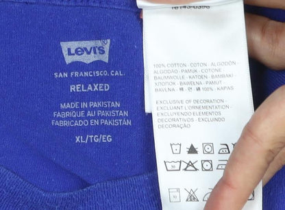 Levi's Men's Blue Cotton Crew Neck Short Sleeve T-Shirt XL
